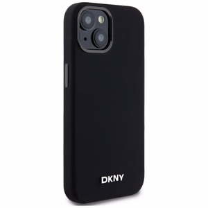 DKNY Liquid Silikoninen Small Metal Logo MagSafe Suojakuori iPhone 14/15/13:lle - musta