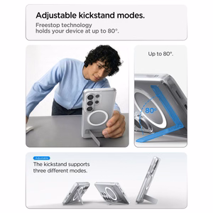Spigen Ultra Hybrid S Mag MagSafe Suojakuori Samsung Galaxy S26 Ultra:lle - läpinäkyvä ja valkoinen