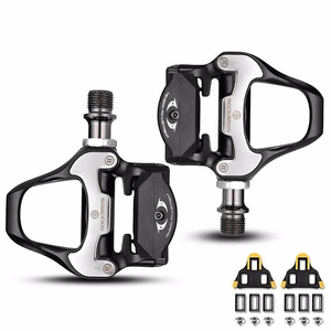Rockbros LP-RD2BK Shimano SPD-SL -maantiepolkimet keltaisilla klosseilla – väri: musta ja hopea