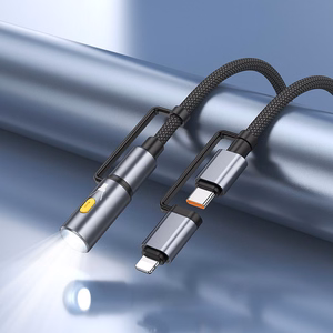 Hoco U138 All-in-One Kaapeli USB-C/Lightning - USB-C LED PD 3A 60W 1.2m musta