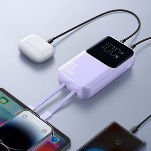 Joyroom JR-PBC07 20000mAh 30W mini-virtapankki USB-C- ja Lightning-kaapeleilla - violetti