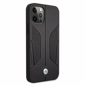 BMW Nahka rei'itetyt sivut Kotelo iPhone 12 Pro Max - musta