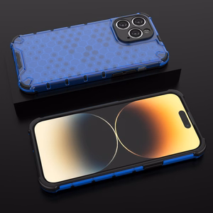 Honeycomb tapauksessa iPhone 14 Pro Max panssaroitu hybridi suojus sininen