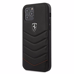Ferrari FEHQUHCP12LBK iPhone 12 Pro Max 6.7" musta/musta kovakotelo Off Track Quilted