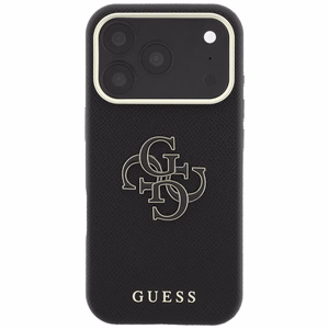 Guess Grained & Big Resin Logo -suojakuori laitteelle iPhone 18 Pro / 17 Pro – musta