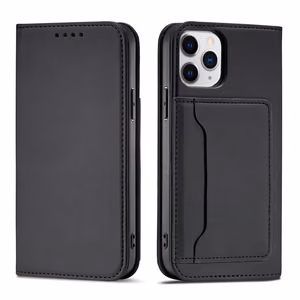 Magneettikorttikotelo iPhone 12 Pro Kotelo kortti lompakko kortin haltija Musta