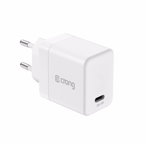 Crong Ultra Compact GaN USB-C-seinälaturi, 45 W PD 3.0, PPS, valkoinen