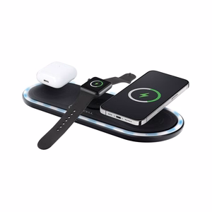 FORCELL F-ENERGY Ellipse langaton laturi 3in1 Apple Qi -yhteensopiva QC 15W musta