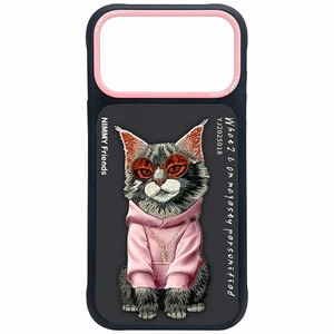 Nimmy Glasses Cool Cat Suojakuori iPhone 17 Pro:lle - Musta