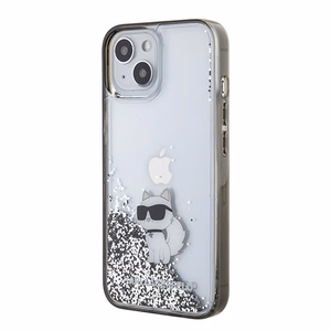 Karl Lagerfeld Liquid Glitter Choupette suojakuori iPhone 15:lle - läpinäkyvä