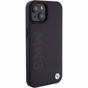 BMW Suojakuori iPhone 15 Plus 6,7:lle BMHMP15MSLLBK musta HC Magsafe Nahkainen Hot Stamp
