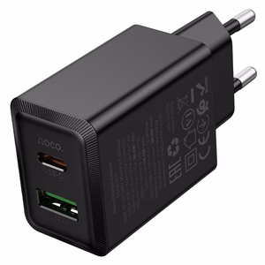 Charger Hoco N71 30W GaN USB-C/USB-A black