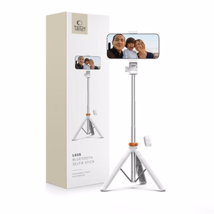 Tech-Protect L03S Bluetooth selfie stick with remote control, tripod up to 148cm and 180 head - white
