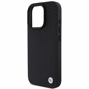 BMW Signature Nahkainen Diamond Metal Logo MagSafe Suojakuori iPhone 16 Pro Max:lle - musta