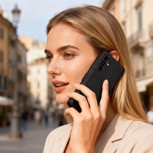 Tech-Protect Wallet suojakuori Samsung Galaxy A57 5G:lle musta ja punainen