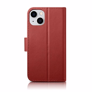 iCarer Lompakko Kotelo 2in1 Cover iPhone 14 Plus Anti-RFID Nahka Flip Cover Punainen (WMI14220727-RD)