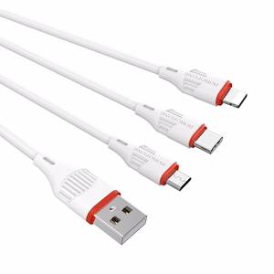 USB-kaapeli Borofone BX17 3-in-1 MicroUSB-Lightning-Type-C valkoinen