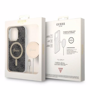 Guess GUBPP14LH4EACSK 4G Print MagSafe suojakuori- ja laturisarja iPhone 14 Pro 6.1" -puhelimelle, musta