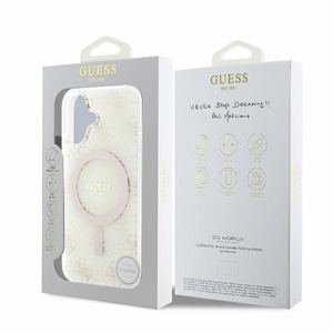 Guess IML 4G Background MagSafe Suojakuori iPhone 16 Plus:lle - valkoinen