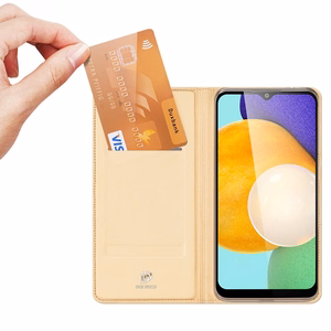 Dux Ducis Skin Pro Kirjahylly tyyppi tapauksessa Samsung Galaxy A03s kultainen