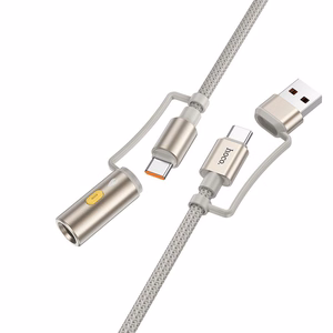 Hoco All-in-one -kaapeli USB-A / USB-C – USB-C / autosytytinlaturi 3A 60W 1,2m U138 harmaa