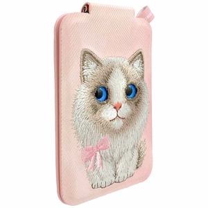 Nimmy New Big-Eye Cute Pets 2.0 Cat MagSafe-magneettikorttikotelo puhelimelle jalustalla – vaaleanpunainen