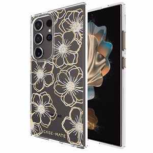 Case-Mate Floral Gems suojakuori Samsung Galaxy S24 Ultra -laitteelle, kullanvärinen