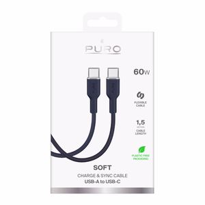 Puro ICON USB-C - USB-C -kaapeli 1,5 m - laivastonsininen
