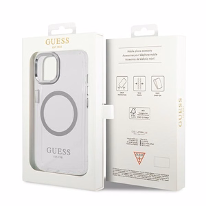 Guess GUHMP14MHTRMS iPhone 14 Plus 6.7" hopea/hopea kova kotelo metalli Outline Magsafe