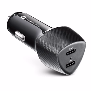 Autolaturi Forcell F-Energy Carbon 2 x USB C QC3.0 PD 3A 40W CC50-2C musta