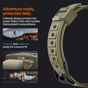 Spigen Rugged Armor Pro - Ranneke ja suojakuori Apple Watch Ultralle 49 mm (Vintage Khaki)