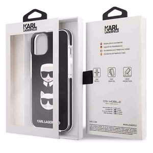 Karl Lagerfeld Karl&Choupette Head kotelo iPhone 13:lle - Musta