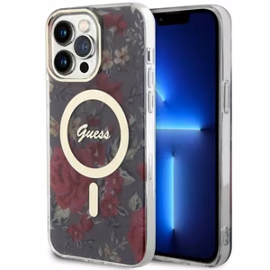 Guess GUHMP14XHCFWSA iPhone 14 Pro Max 6.7 vihreä/khaki suojakuori Flower MagSafe