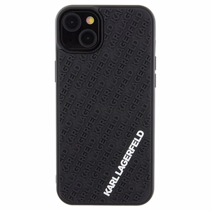 Karl Lagerfeld 3D Rubber Multi Logo Suojakuori iPhone 15 Plus:lle - musta