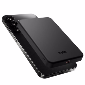 SBS Mag Power Qi2 5000 mAh Powerbank yhteensopiva MagSafen kanssa - musta