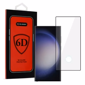 Tel Protect Full Glue 6D Karkaistu lasi Samsung Galaxy S23 Ultra:lle musta (reikä sormenjälkilukijalle)