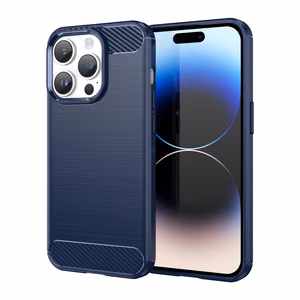 Carbon Kotelo iPhone 14 Pro Max joustava geeli takakuori sininen