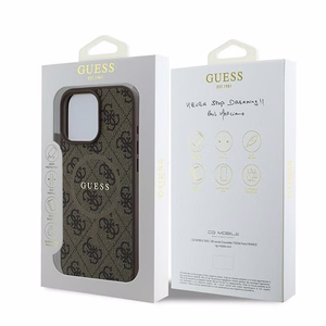 Guess 4G Ring Classic Logo MagSafe Suojakuori iPhone 16 Pro:lle - Ruskea
