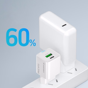 Wozinsky WWC-35W GaN USB-A + USB-C verkkolaturi - valkoinen