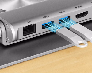 Säädettävä kannettavan tietokoneen teline + USB-C HDMI -hubi Unitek D1109B01 PD 100 W