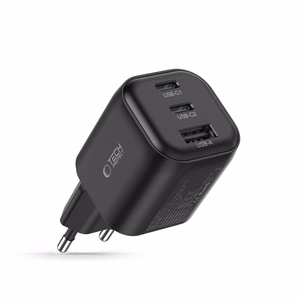 Tech-Protect NCA100W-GaN 3-liitäntäinen 100 W PD 3.2/QC 3.0 -verkkolaite – musta