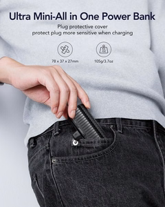 Ulkoinen akku Veger PlugOn (W0558) PD QC3.0 3A 20W 5000 mAh sisäänrakennetulla Type C -liittimellä musta