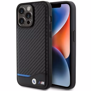 BMW Nahkainen Carbon Suojakuori iPhone 15 Pro Max:lle - musta