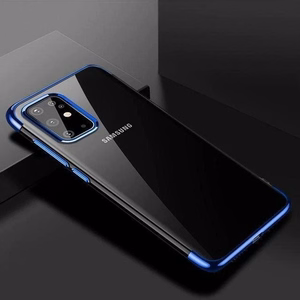 Kirkas väri Asia Gel TPU Galvanointi kehys Cover Samsung Galaxy A72 4G sininen sininen