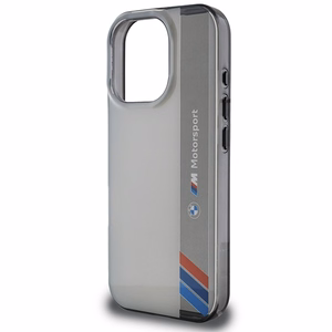 BMW Motosport IML Vertical Stripe Suojakuori iPhone 16 Pro:lle - harmaa