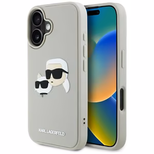 Karl Lagerfeld HC 3D Rubber Double Heads Suojakuori iPhone 16:lle - beige