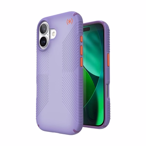 Speck Presidio Lux Grip MagSafe suojakuori iPhone 17 -laitteelle, Purple Fade / Magic Purple / New Poppy -värinen