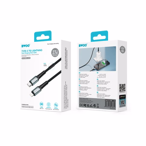 BWOO punottu kaapeli USB-C - Lightning 3m 30W musta