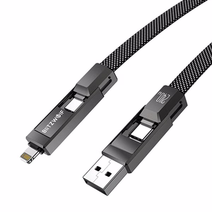 Blitzwolf BW-HDC7 4-in-1 USB+C+Lightning -kaapeli 240W 1,2 m (musta)