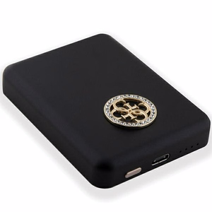 Guess MagSafe 4G Strassed Metal Logo induktio power bank 5W 3000mAh - musta